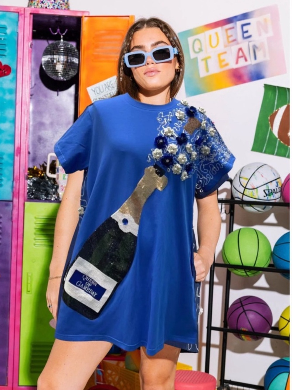 Queen of Sparkles - champagne tee dress
